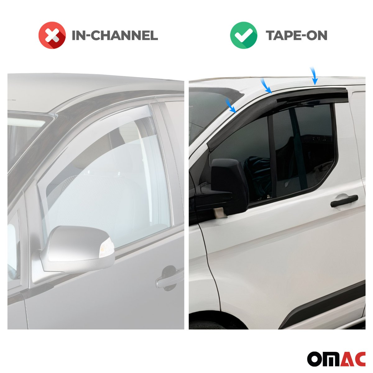Mercedes Sprinter W907 Wind Deflector - Omac - Acrylic 2 Pcs - Black - '19-'20